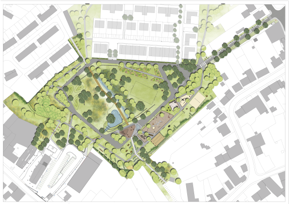 Chantier de réaménagement du parc Molter à Mondercange