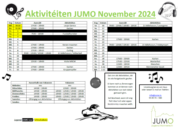 Activités novembre 2024