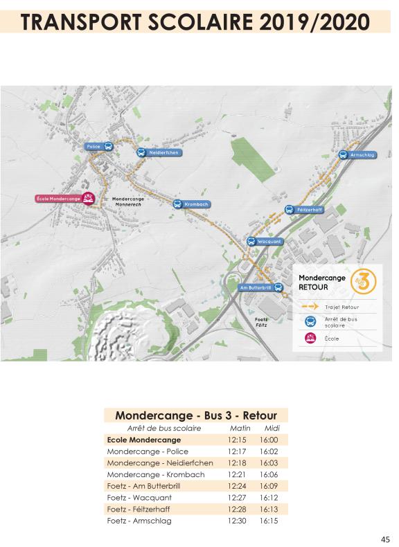 Mondercange - Bus 3 - Retour
